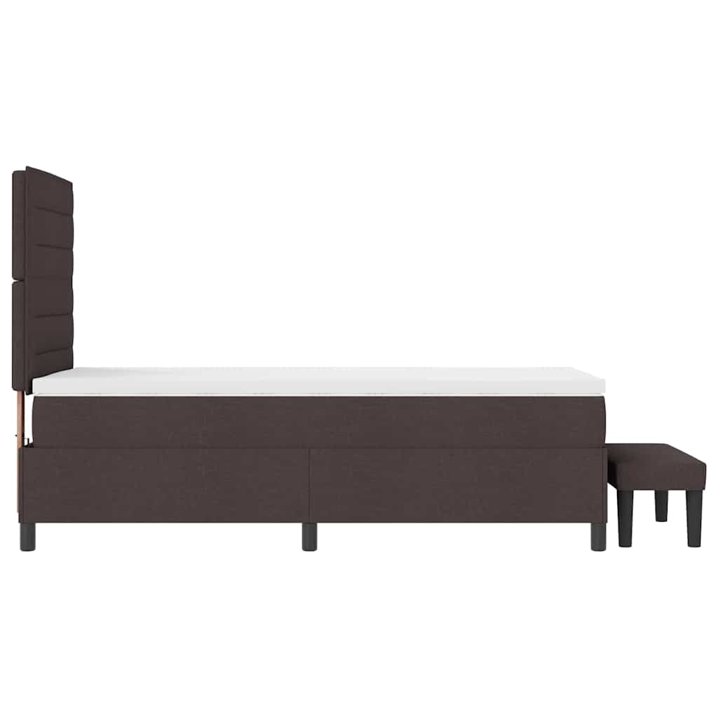 Boxrugós ágy fejtámlával Sötét Barna 90 x 200 cm szövet