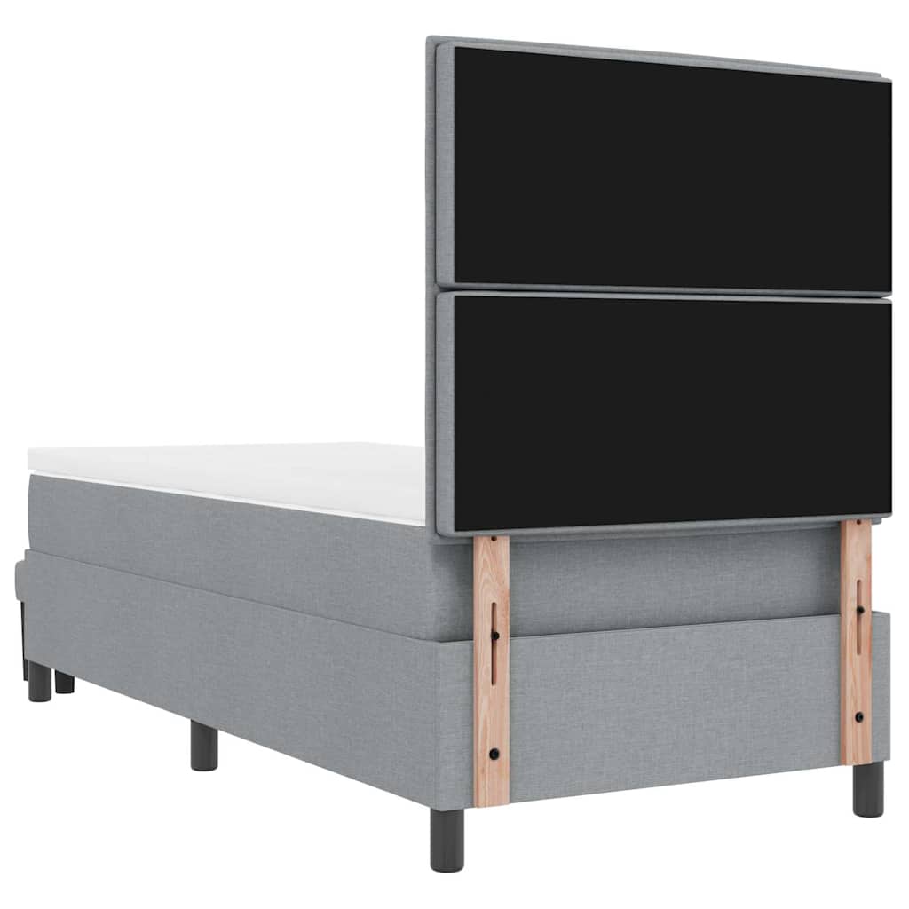 Boxrugós ágy fejtámlával Világosszürke 100 x 200 cm szövet