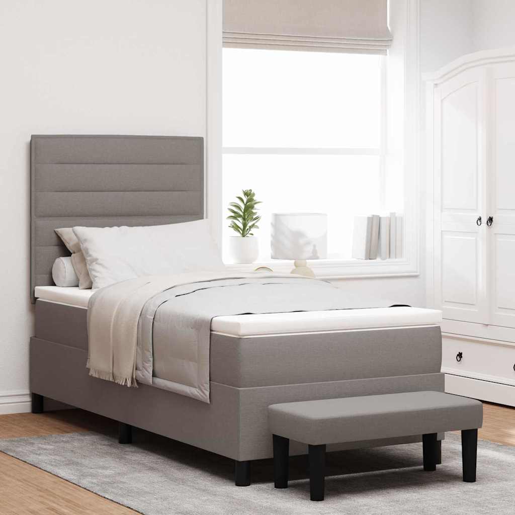 Boxrugós ágy fejtámlával Tópszínű 100 x 200 cm szövet