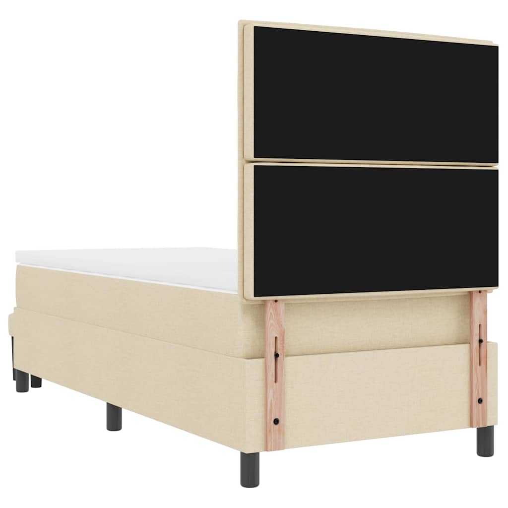 Boxrugós ágy párnával fejtámlával Krém 100 x 200 cm szövet