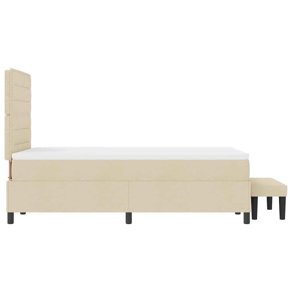 Boxrugós ágy fejtámlával Krém 120 x 190 cm szövet