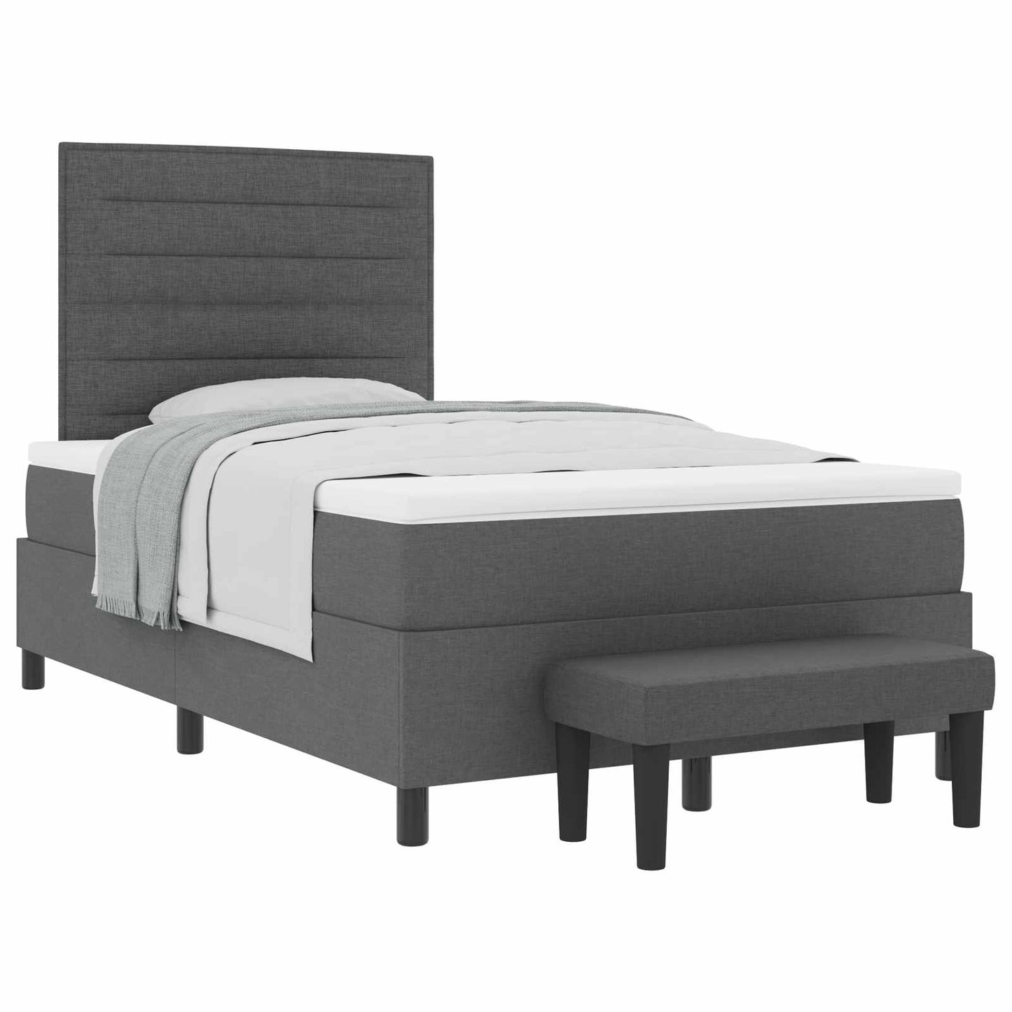 Boxrugós ágy párnával Sötétszürke 120 x 200 cm szövet