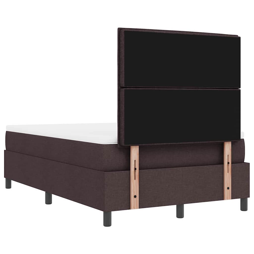 Boxrugós ágy fejtámlával Sötét Barna 120 x 200 cm szövet