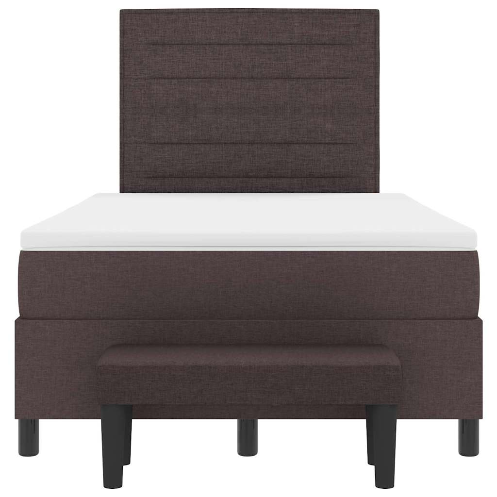 Boxrugós ágy fejtámlával Sötét Barna 120 x 200 cm szövet