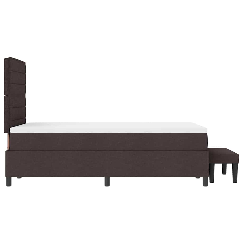 Boxrugós ágy fejtámlával Sötét Barna 120 x 200 cm szövet