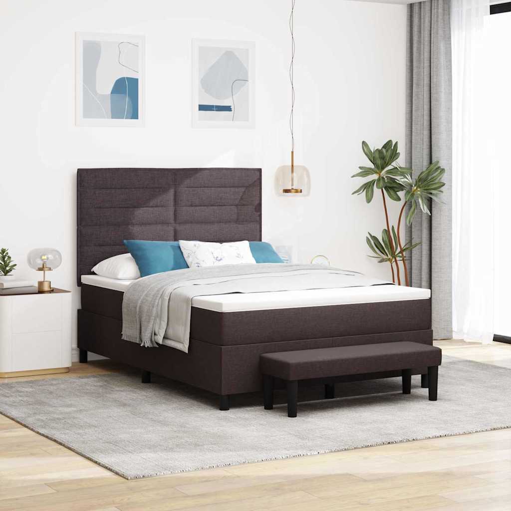 Boxrugós ágy párnával Sötét Barna 140 x 190 cm szövet