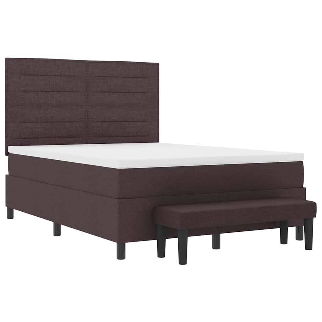 Boxrugós ágy párnával Sötét Barna 140 x 190 cm szövet