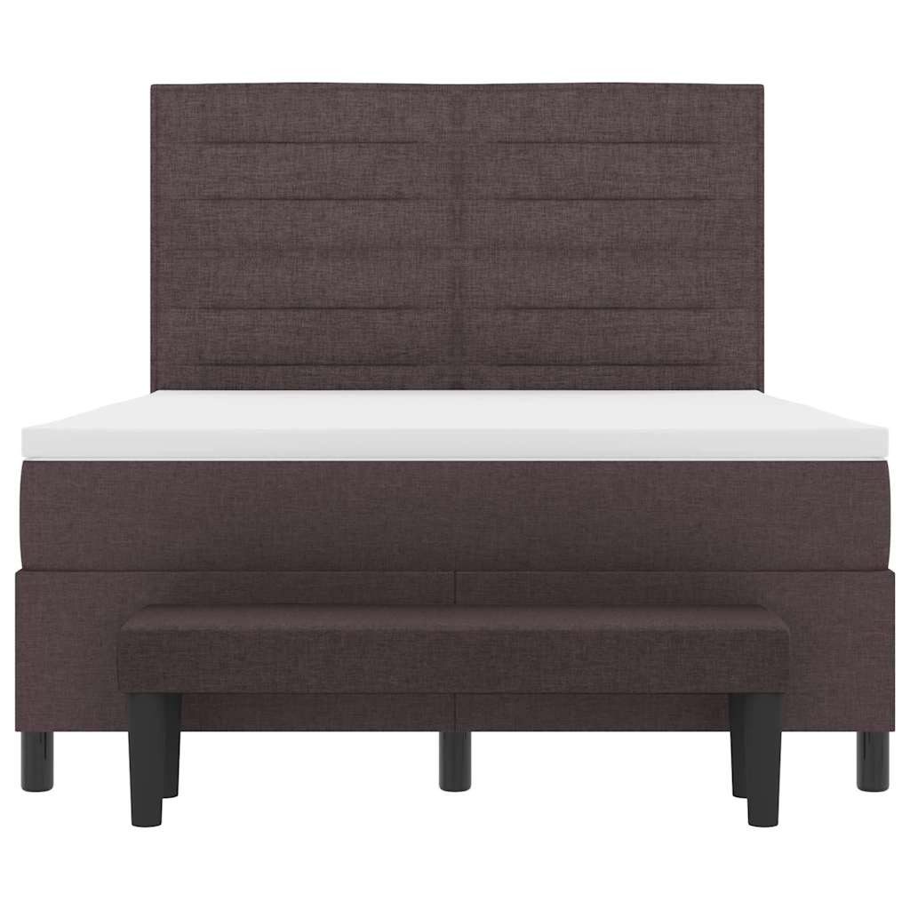 Boxrugós ágy párnával Sötét Barna 140 x 190 cm szövet