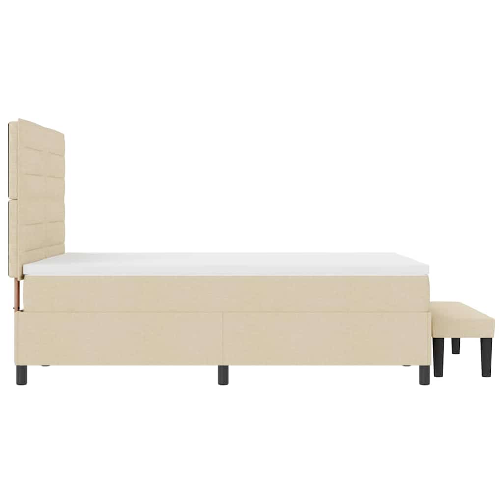 Boxrugós ágy fejtámlával Krém 140 x 190 cm szövet
