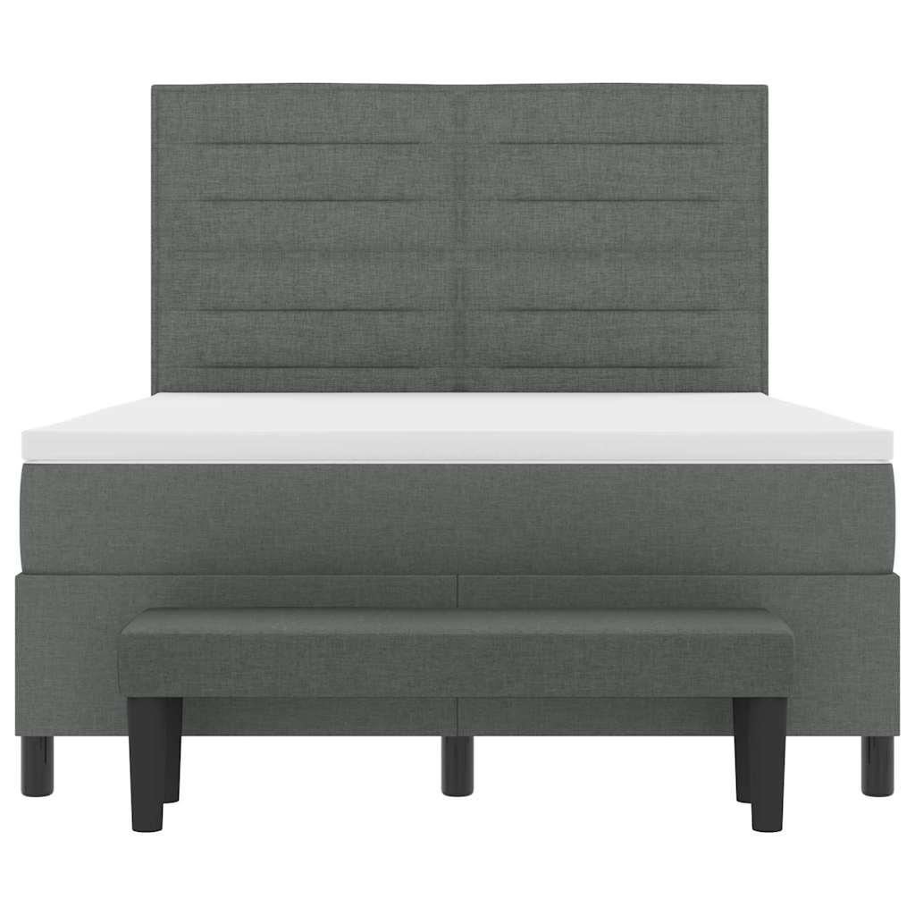 Boxrugós ágy párnával Sötétszürke 160 x 200 cm szövet