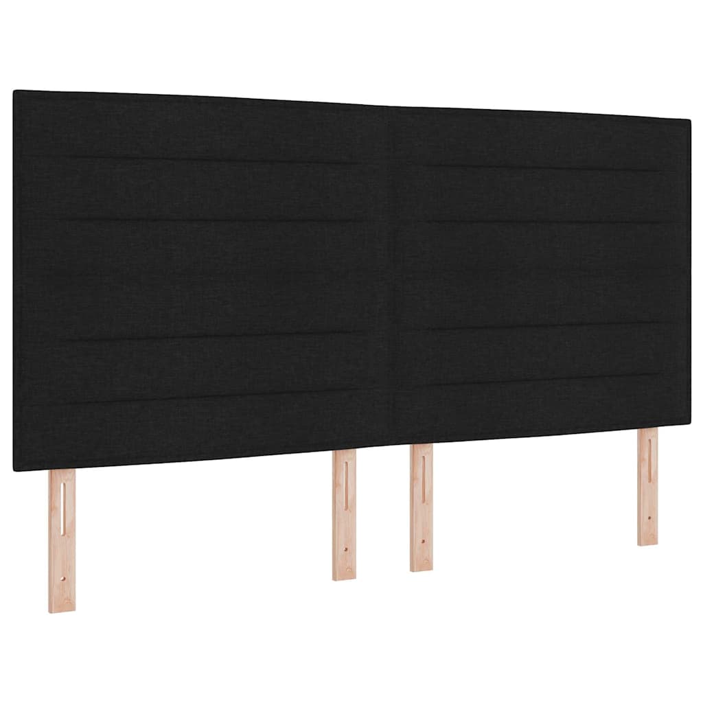 Boxrugós ágy fejtámlával Fekete 180 x 200 cm szövet