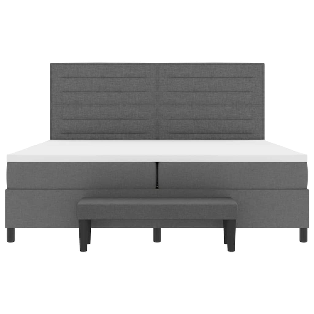 Boxrugós ágy matracmal Sötétszürke 200 x 200 cm szövet