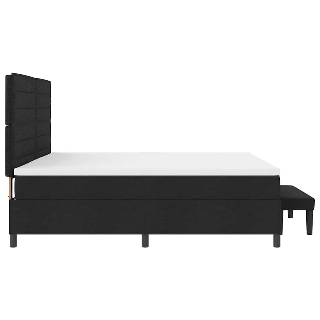 Boxrugós ágy matracmal fejtámlával Fekete 200 x 200 cm szövet