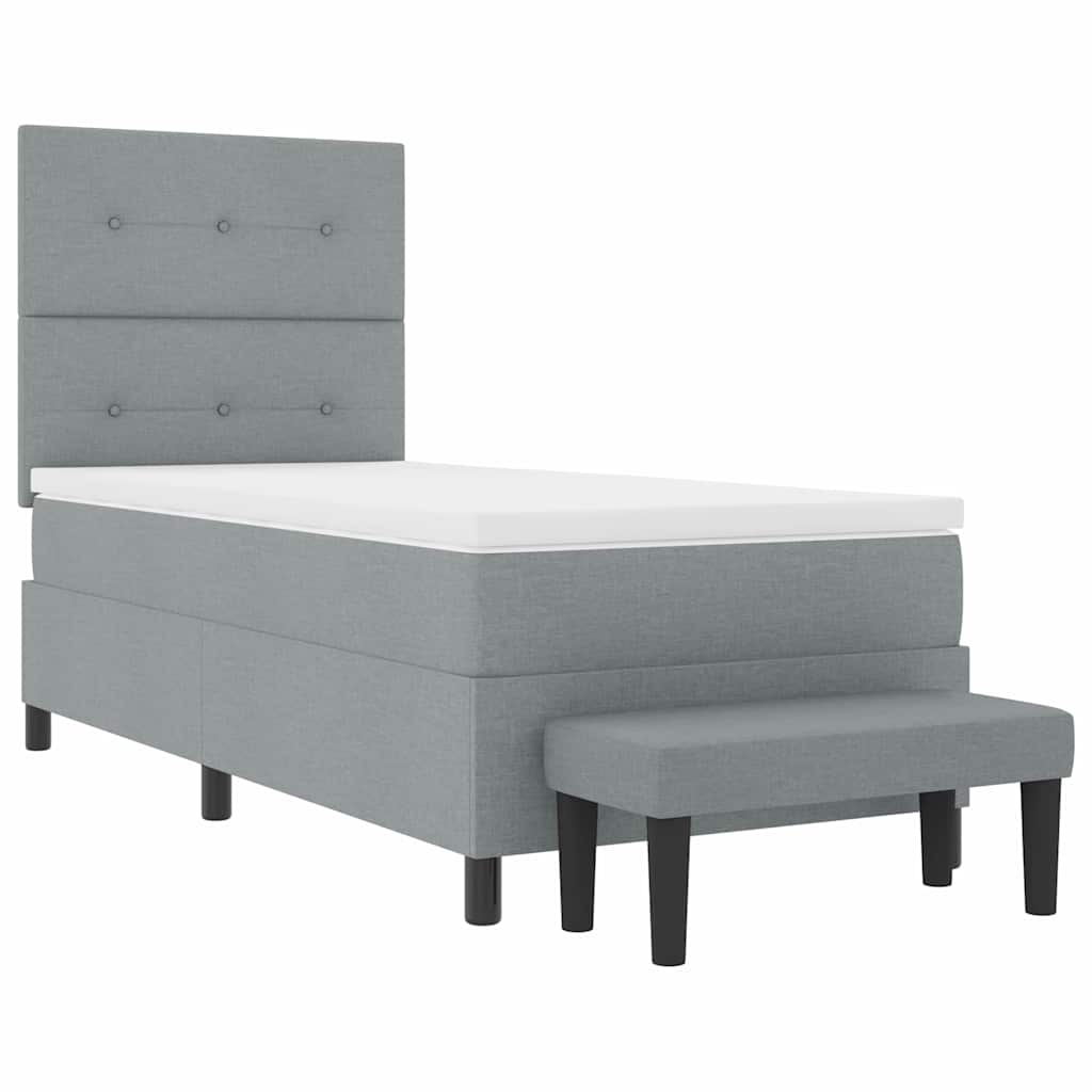 Boxrugós ágy fejtámlával Világosszürke 80 x 200 cm szövet