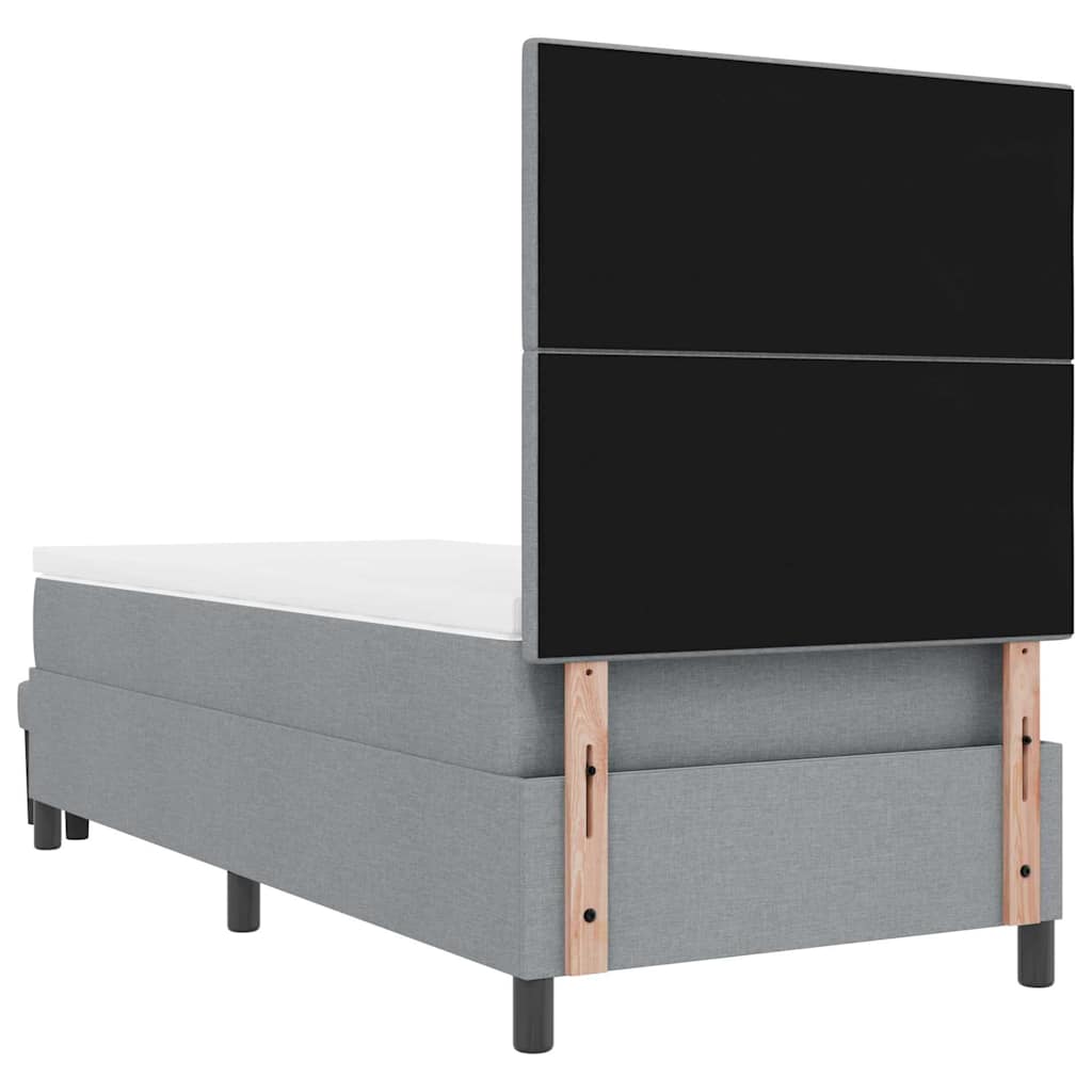 Boxrugós ágy fejtámlával Világosszürke 80 x 200 cm szövet