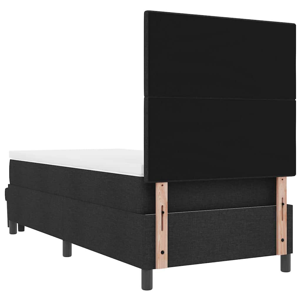 Boxrugós ágy fejtámlával Fekete 80 x 200 cm szövet