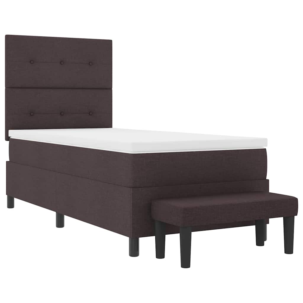 Boxrugós ágy fejtámlával Sötét Barna 80 x 200 cm szövet