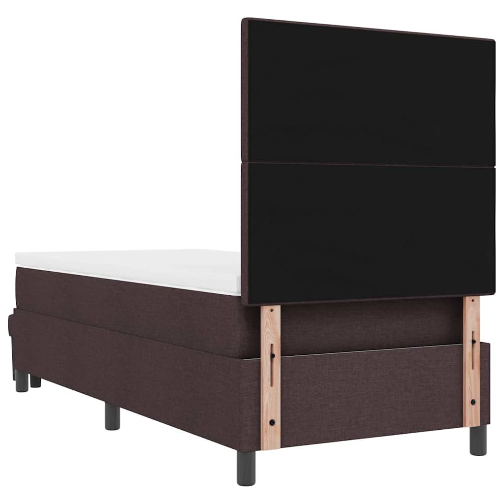 Boxrugós ágy fejtámlával Sötét Barna 80 x 200 cm szövet