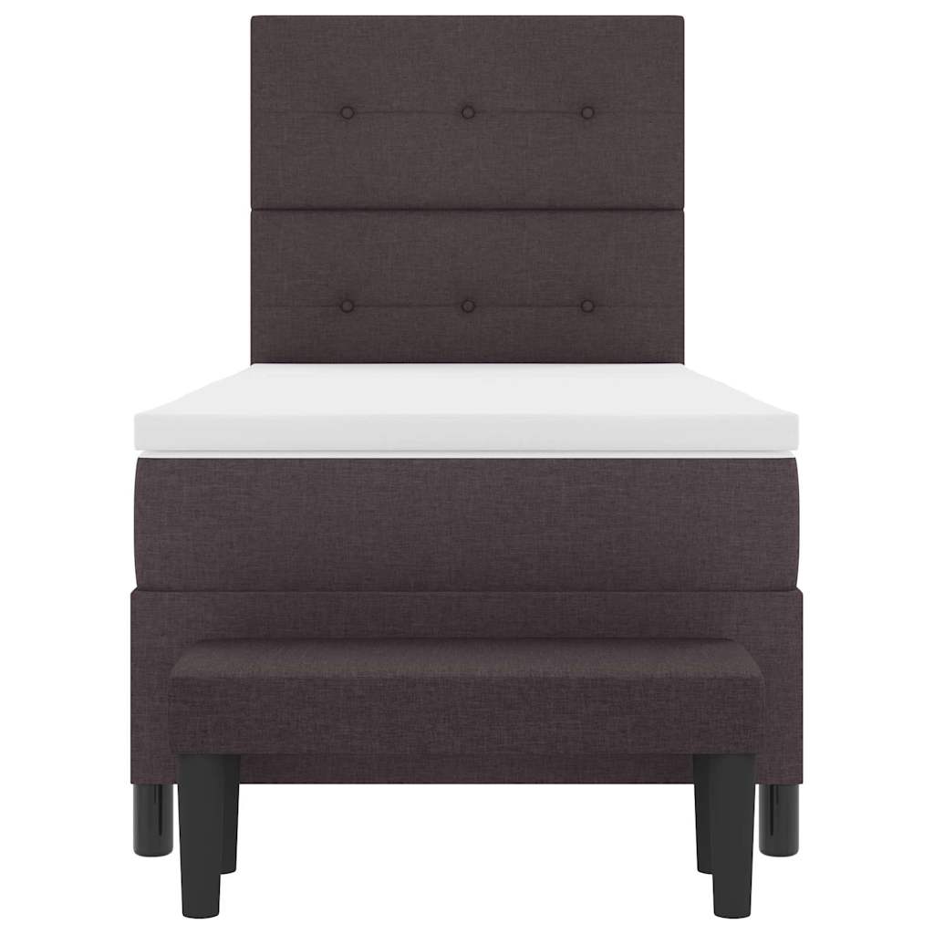 Boxrugós ágy fejtámlával Sötét Barna 80 x 200 cm szövet