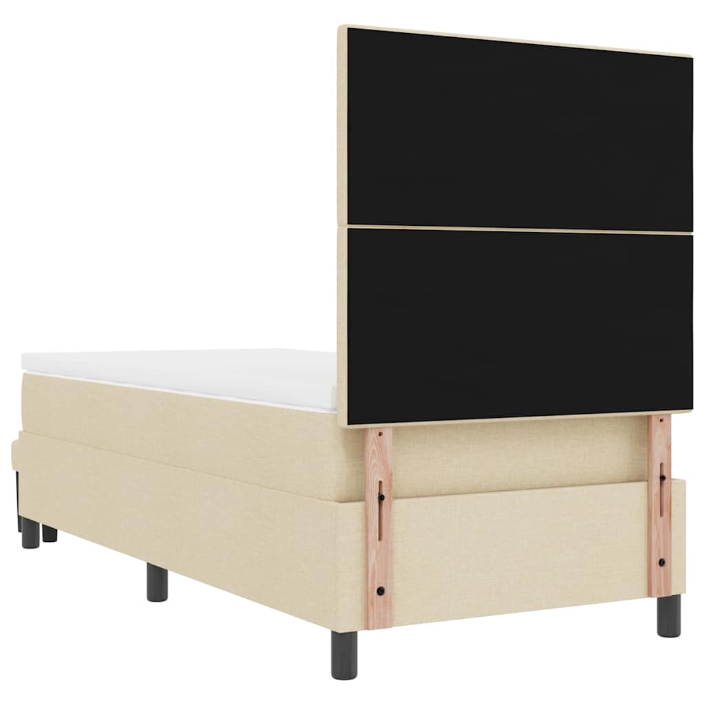 Boxrugós ágy fejtámlával Krém 80 x 200 cm szövet