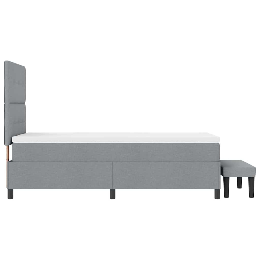Boxrugós ágy fejtámlával Világosszürke 90 x 190 cm szövet