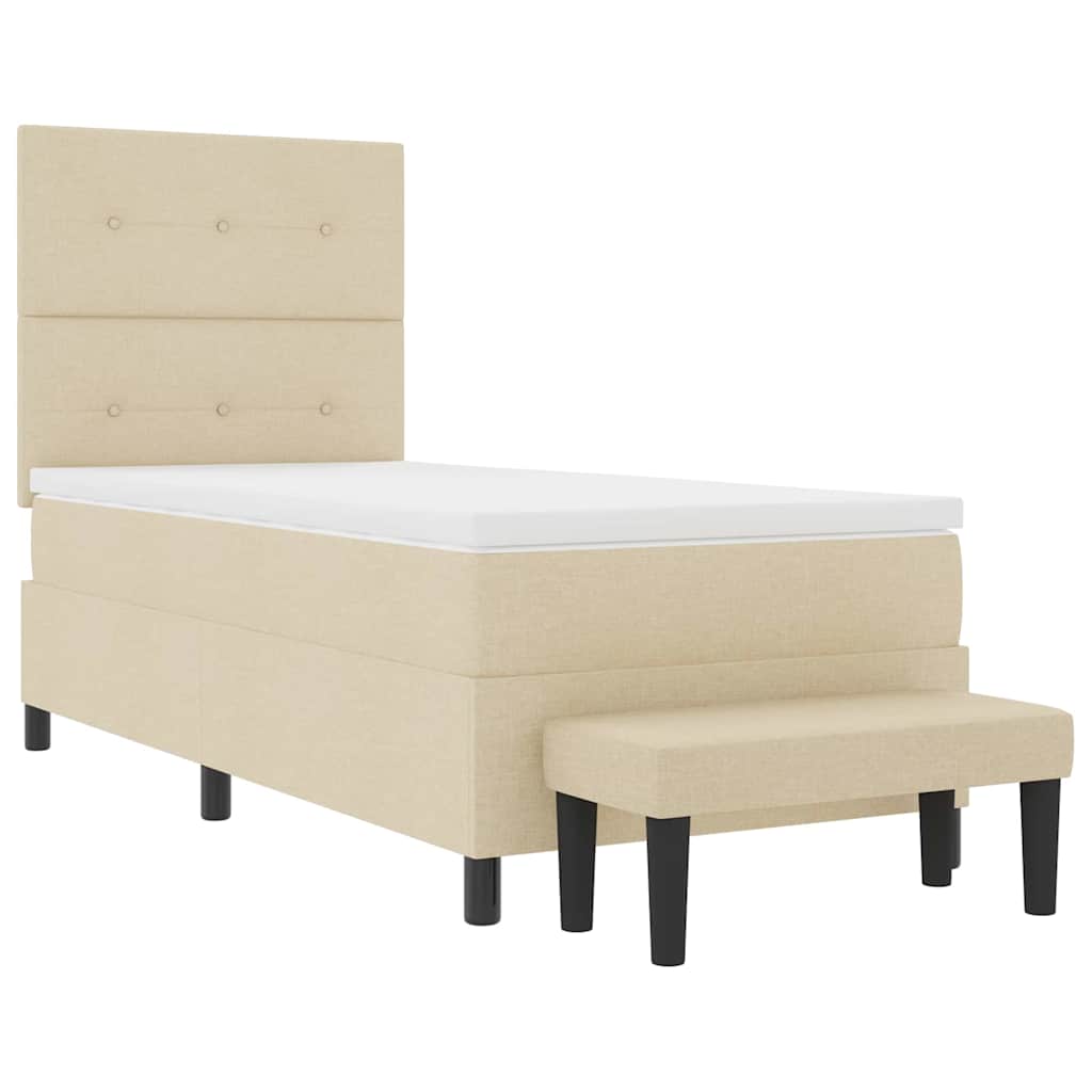 Boxrugós ágy fejtámlával Krém 100 x 200 cm szövet