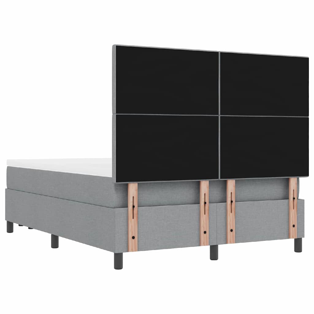 Boxrugós ágy fejtámlával Világosszürke 160 x 200 cm szövet