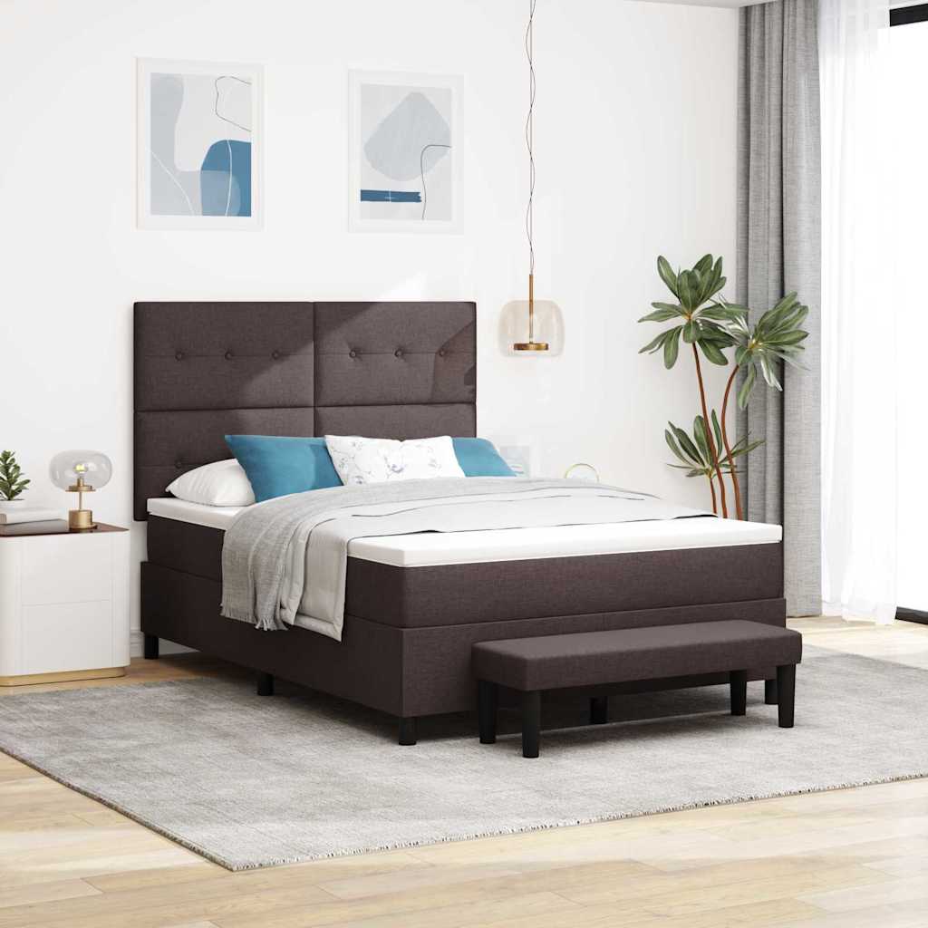 Boxrugós ágy fejtámlával Sötét Barna 160 x 200 cm szövet