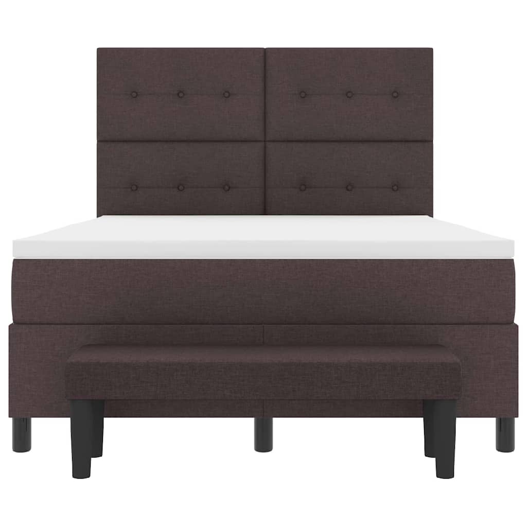 Boxrugós ágy fejtámlával Sötét Barna 160 x 200 cm szövet