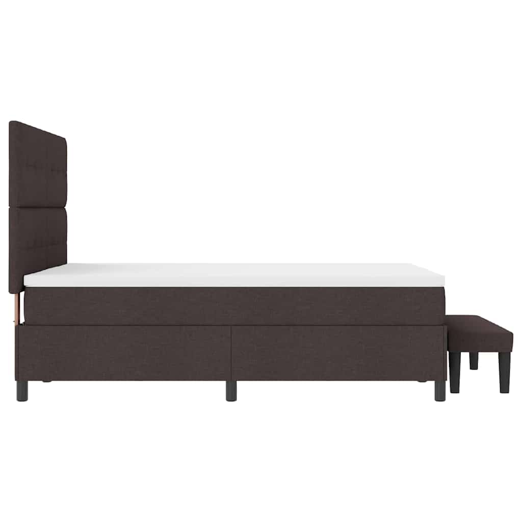 Boxrugós ágy fejtámlával Sötét Barna 160 x 200 cm szövet