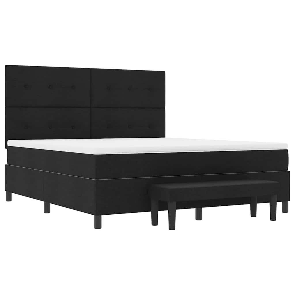 Boxrugós ágy matracmal fejtámlával Fekete 180 x 200 cm szövet