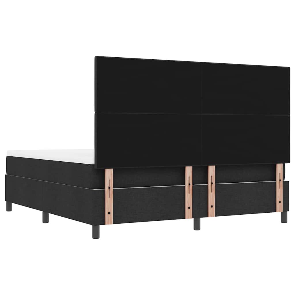 Boxrugós ágy matracmal fejtámlával Fekete 180 x 200 cm szövet