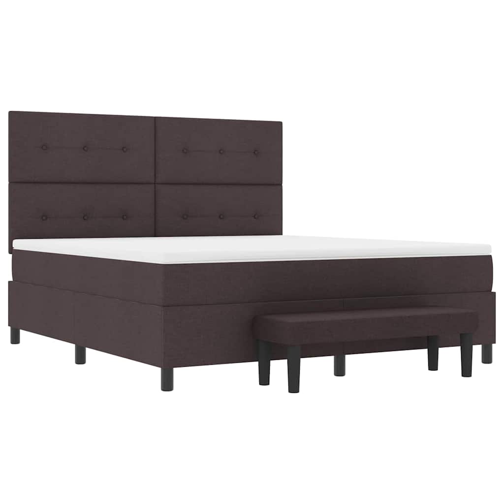 Boxrugós ágy fejtámlával Sötét Barna 180 x 200 cm szövet