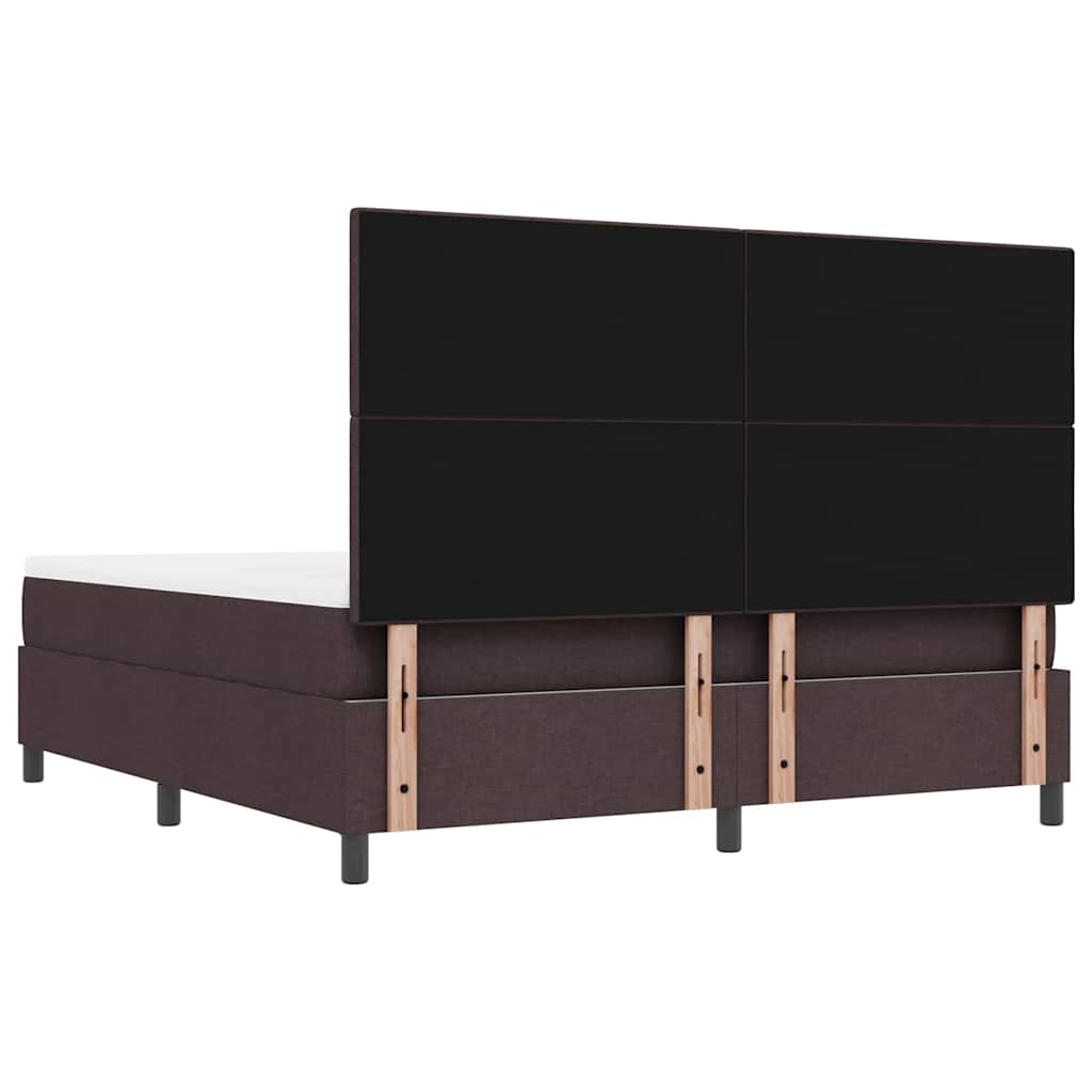 Boxrugós ágy fejtámlával Sötét Barna 180 x 200 cm szövet