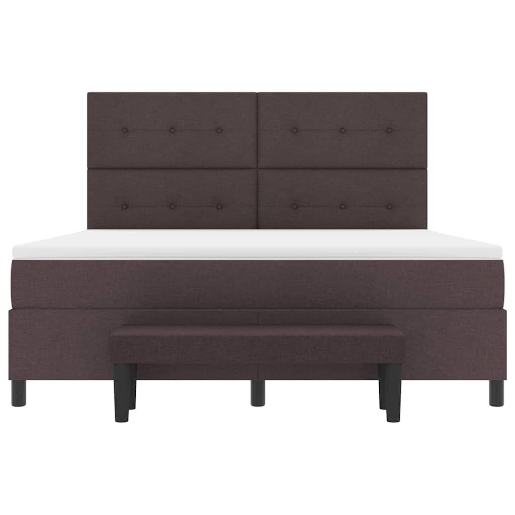 Boxrugós ágy fejtámlával Sötét Barna 180 x 200 cm szövet