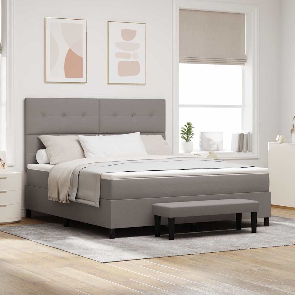 Boxrugós ágy fejtámlával Tópszínű 180 x 200 cm szövet