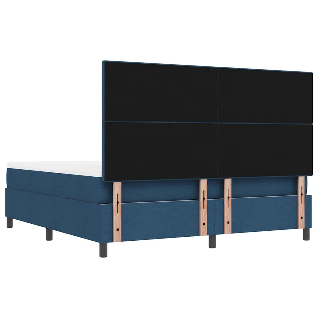 Boxrugós ágy fejtámlával Kék 180 x 200 cm szövet