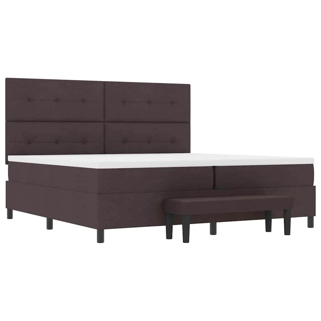 Boxrugós ágy fejtámlával Sötét Barna 200 x 200 cm szövet