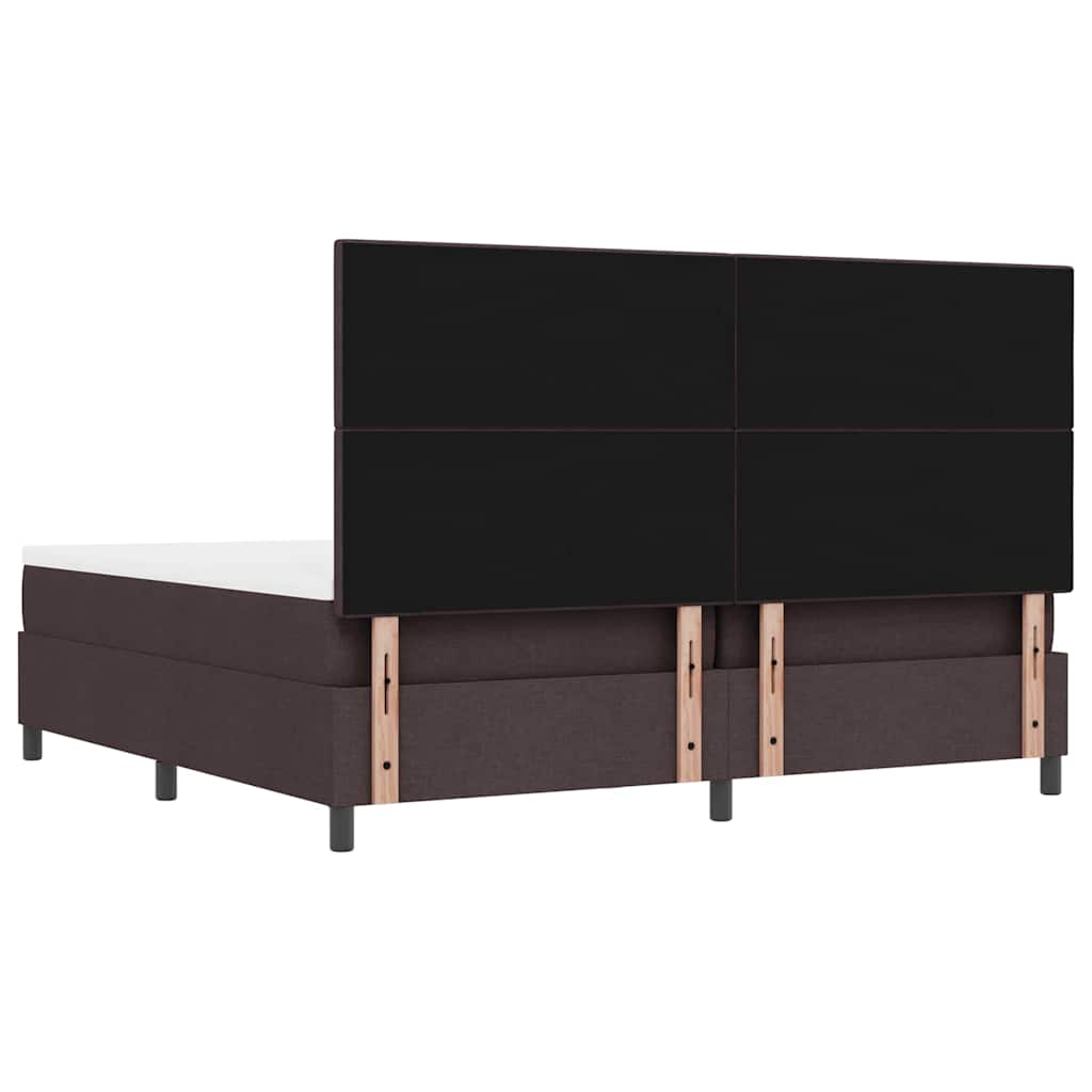 Boxrugós ágy fejtámlával Sötét Barna 200 x 200 cm szövet