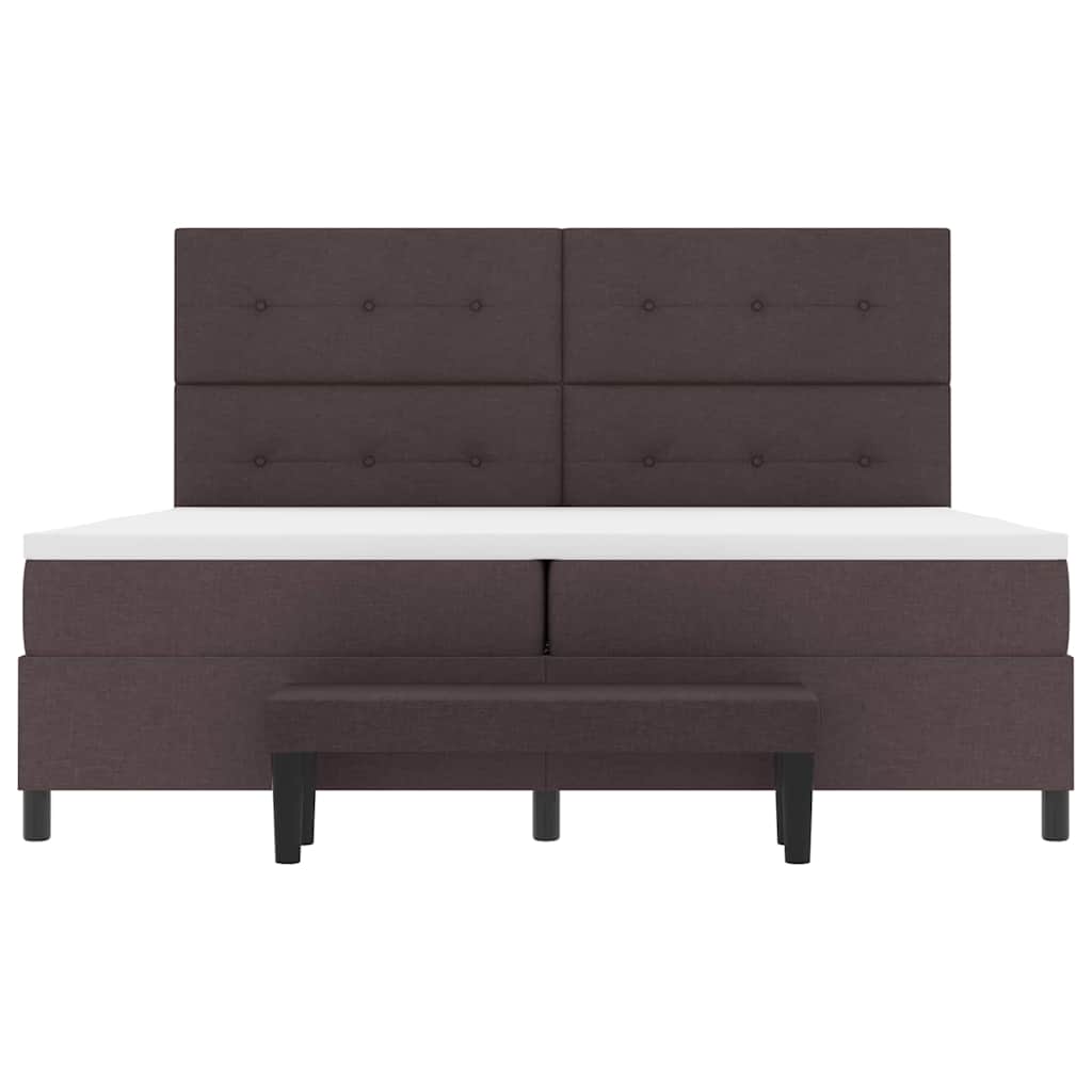 Boxrugós ágy fejtámlával Sötét Barna 200 x 200 cm szövet