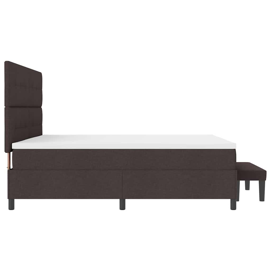Boxrugós ágy fejtámlával Sötét Barna 200 x 200 cm szövet