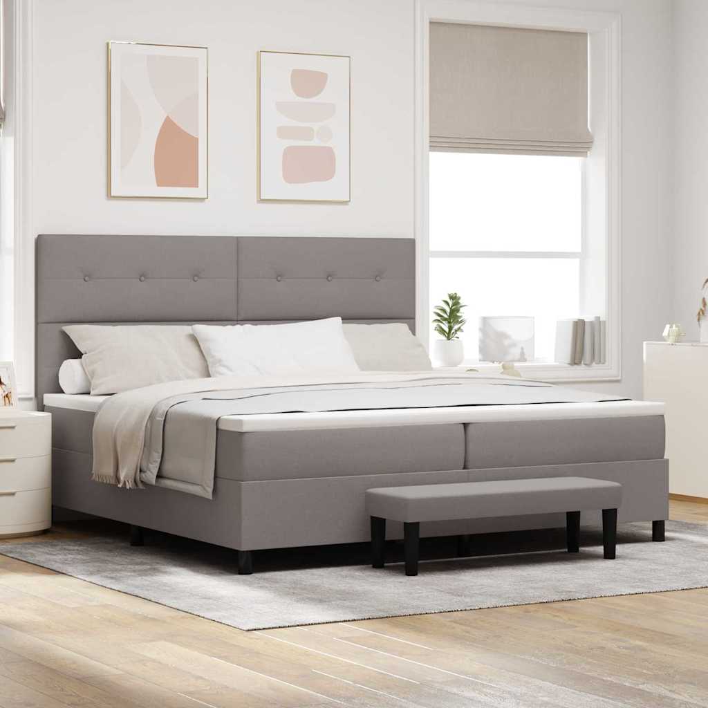 Boxrugós ágy fejtámlával Tópszínű 200 x 200 cm szövet