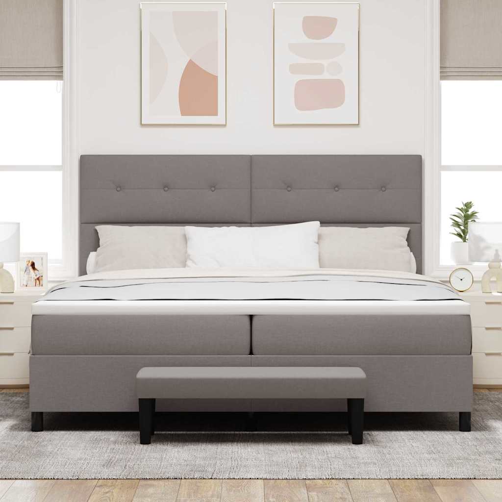 Boxrugós ágy fejtámlával Tópszínű 200 x 200 cm szövet