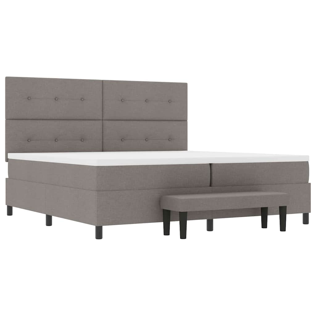 Boxrugós ágy fejtámlával Tópszínű 200 x 200 cm szövet
