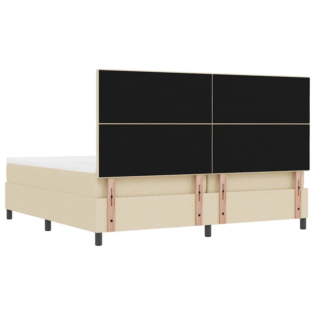 Boxrugós ágy fejtámlával Krém 200 x 200 cm szövet