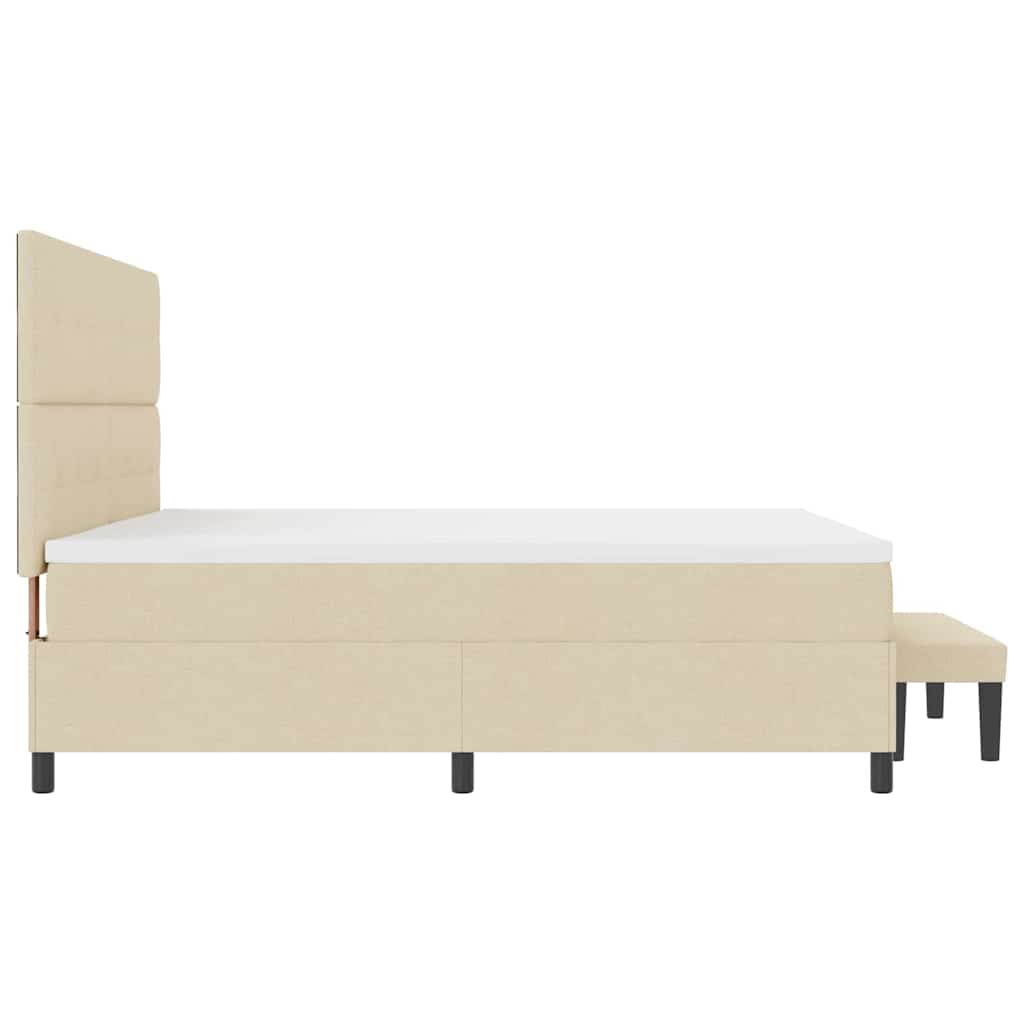Boxrugós ágy fejtámlával Krém 200 x 200 cm szövet