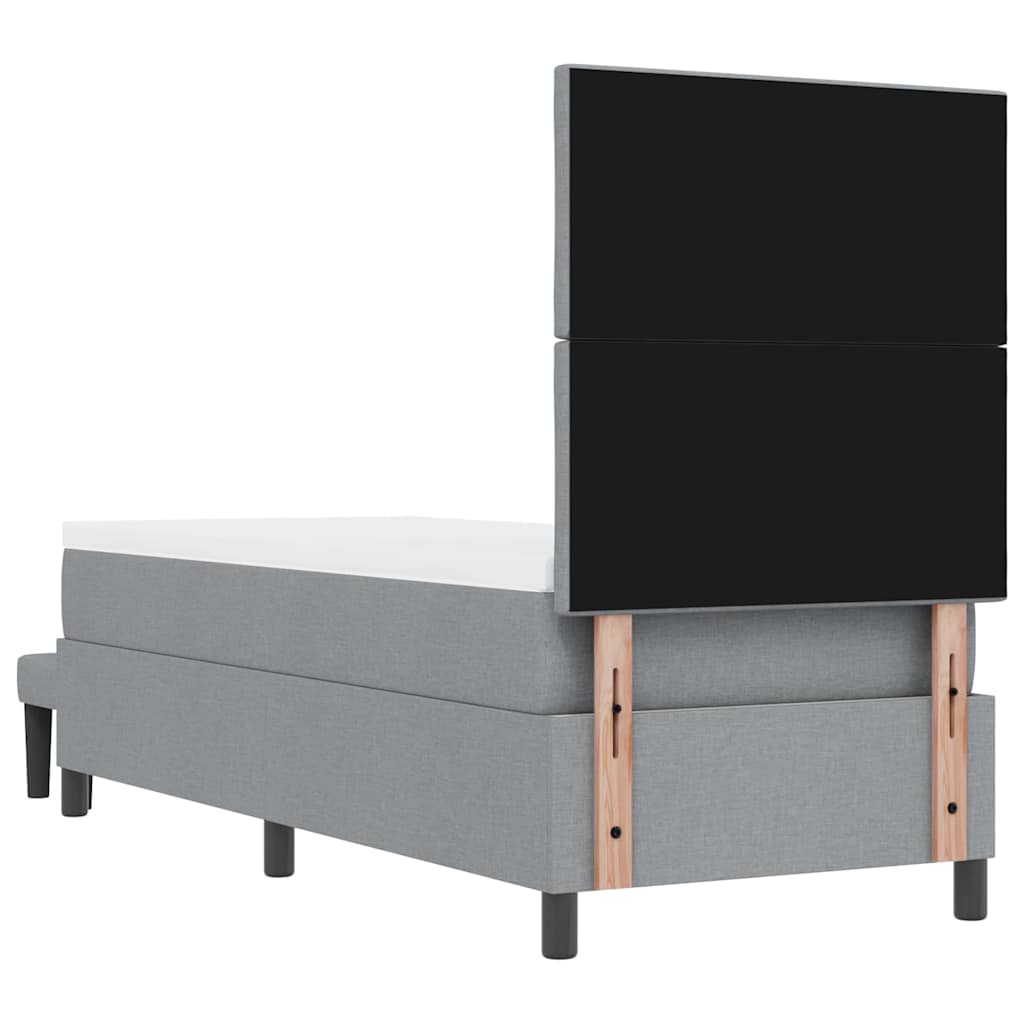 Boxrugós ágy fejtámlával Világosszürke 80 x 200 cm szövet