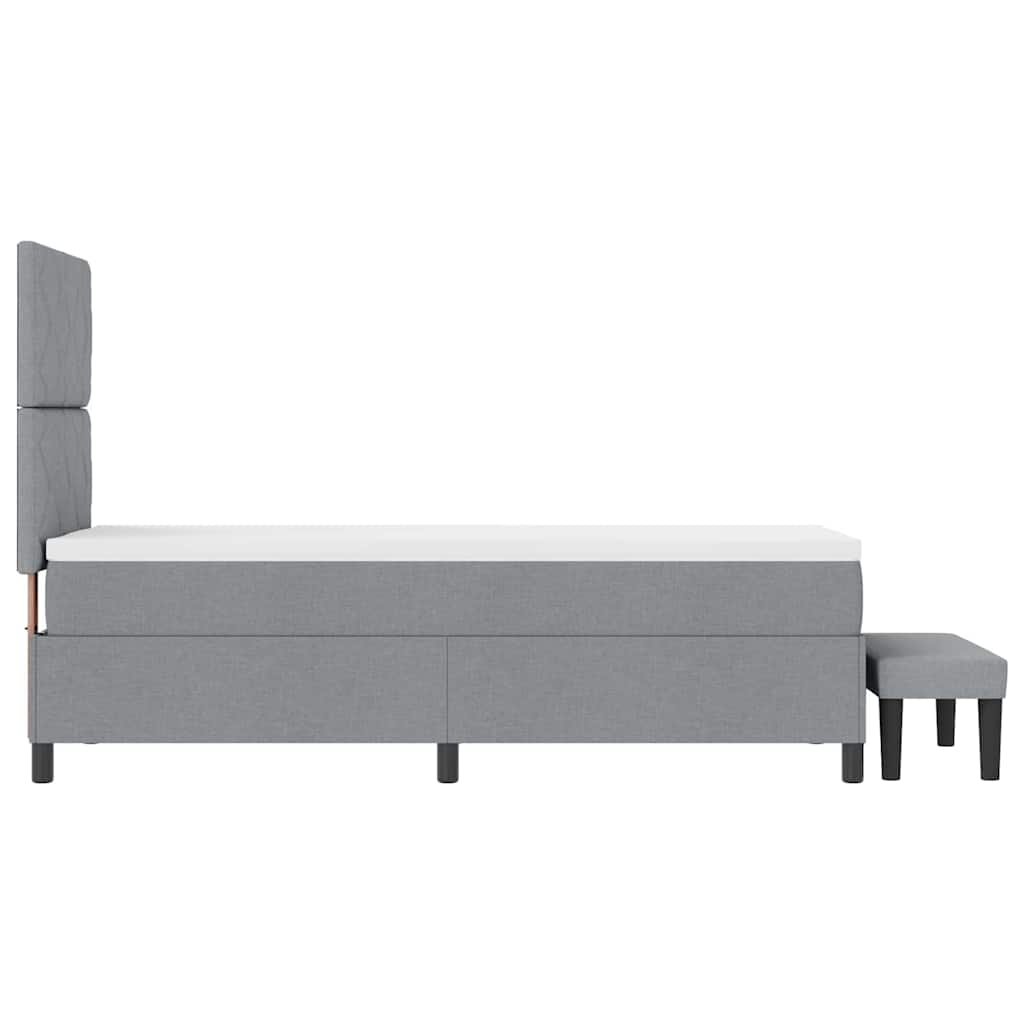 Boxrugós ágy fejtámlával Világosszürke 80 x 200 cm szövet