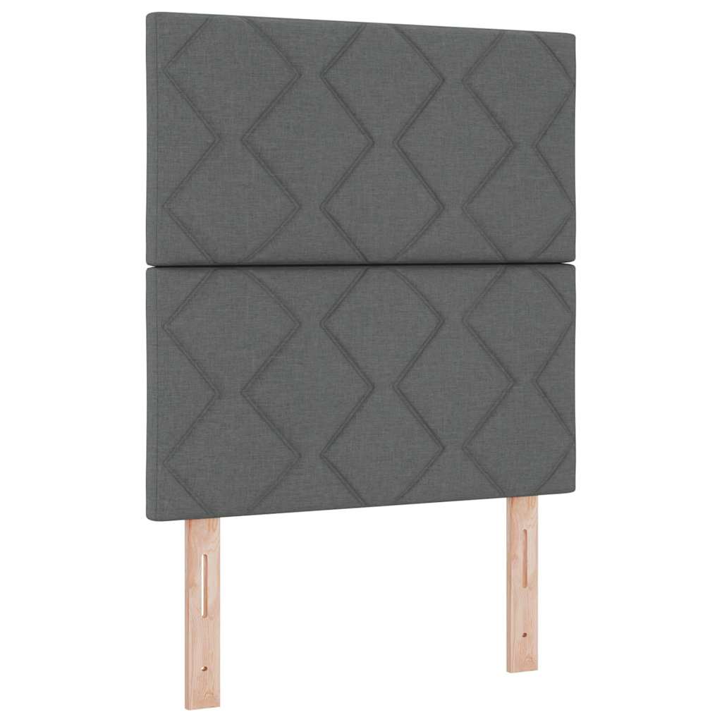 Boxrugós ágy fejtámlával Sötétszürke 80 x 200 cm szövet