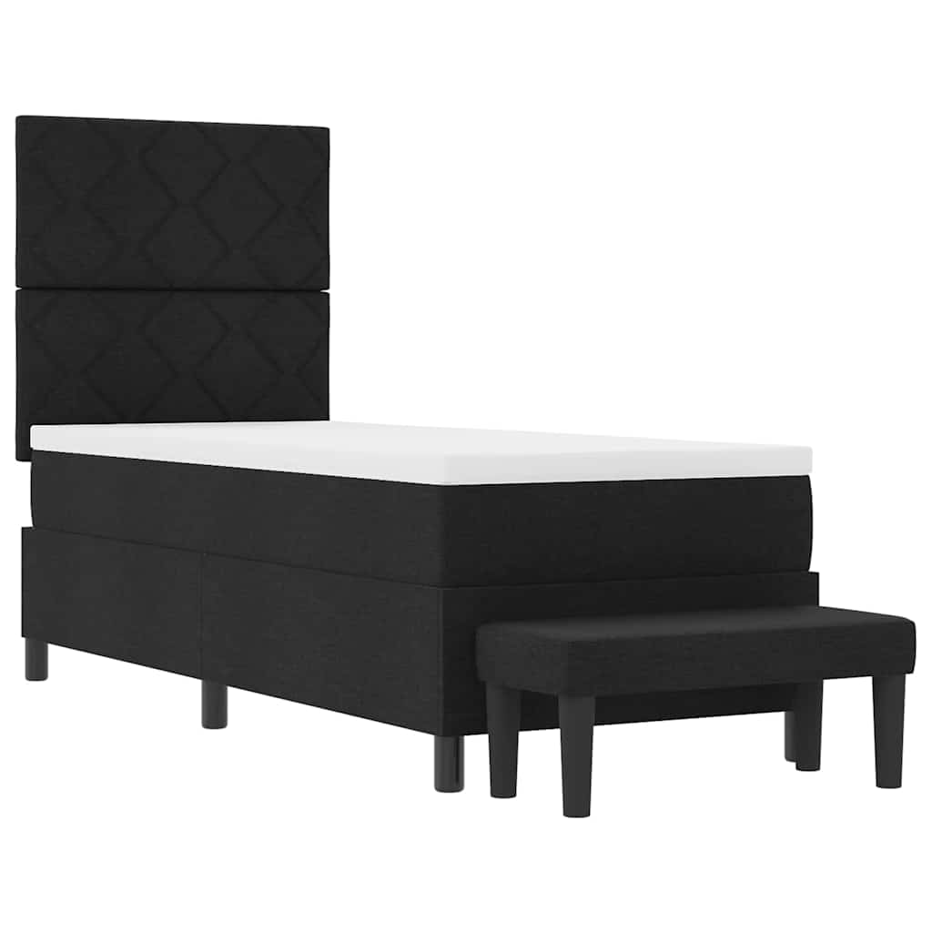 Boxrugós ágy fejtámlával Fekete 80 x 200 cm szövet